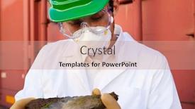  Presentation with inspector - PPT theme consisting of safety-inspector-holding-biological-material background and a coral colored foreground