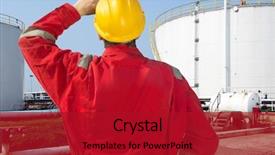  Presentation with crude oil - Beautiful theme featuring safety issues of storage tank backdrop and a crimson colored foreground