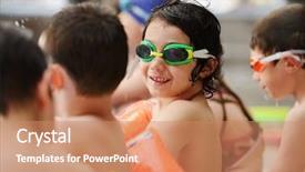  Presentation with children safety - Presentation design consisting of wooden letters hang with rope background and a light gray colored foreground