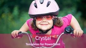  Presentation with bicycle - PPT theme consisting of safety kids - portrait of a little girl background and a violet colored foreground