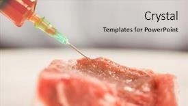  Presentation with lab safety - PPT theme with safety lab - food scientist injecting raw meat background and a light gray colored foreground