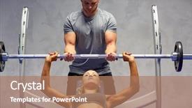  Presentation with woman sport - PPT layouts having safety lifting - sport fitness teamwork bodybuilding background and a  colored foreground