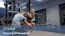  Presentation with woman sport - Amazing PPT theme having safety lifting - sport fitness teamwork bodybuilding backdrop and a ocean colored foreground
