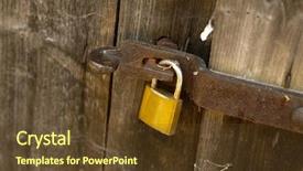  Presentation with padlock - Cool new PPT theme with safety lock - padlock on an old wooden backdrop and a tawny brown colored foreground