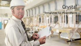  Presentation with manufacturing safety - Presentation enhanced with safety manufacturing - inpector performing an audit background and a soft green colored foreground