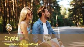  Presentation with young happy couple - PPT layouts consisting of safety maps - image of young happy loving background and a tawny brown colored foreground