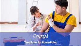  Presentation with being new doctor - Presentation consisting of safety medical workplace - injured worker being assisted background and a cobalt blue colored foreground