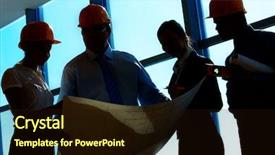  Presentation with safety meeting - PPT theme enhanced with safety meeting - outlines of worker group looking background and a wine colored foreground