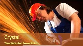  Presentation with worker safety - Slide deck consisting of safety mill - worker cutting metal background and a tawny brown colored foreground