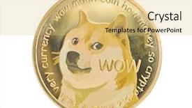 Presentation with gold food white - Audience pleasing PPT layouts consisting of saving values - golden dogecoin isolated on white backdrop and a yellow colored foreground