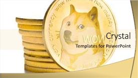  Presentation with white gold wedding - Slide deck featuring saving values - golden dogecoin isolated on white background and a blonde colored foreground