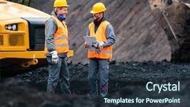  Presentation with important - Cool new slide deck with worker with a plan backdrop and a tawny brown colored foreground