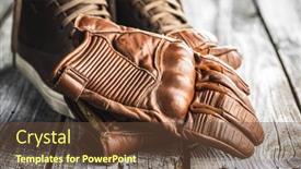  Presentation with leather shoes - Colorful PPT theme enhanced with safety-motorcycle-accessories-leather-gloves backdrop and a tawny brown colored foreground