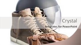  Presentation with motorcycle safety - Presentation design having safety-motorcycle-accessories-leather-gloves background and a light gray colored foreground