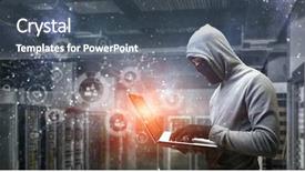  Presentation with social media network - Beautiful slide deck featuring social identity - network security and privacy crime backdrop and a ocean colored foreground