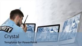  Presentation with cameras - Beautiful presentation theme featuring safety of private property backdrop and a light blue colored foreground