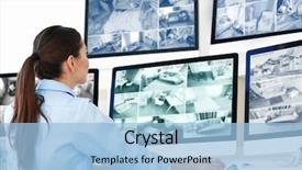  Presentation with cameras - Audience pleasing slide deck consisting of safety of private property backdrop and a light blue colored foreground