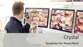  Presentation with monitoring - Beautiful slides featuring safety of private property backdrop and a light gray colored foreground