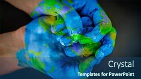  Presentation with earth pollution - Colorful slide deck enhanced with safety-of-the-planet-earth backdrop and a ocean colored foreground