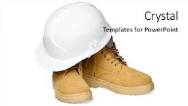  Presentation with safety ppe - Amazing presentation having safety ppe - protection helmet and boots isolated backdrop and a white colored foreground
