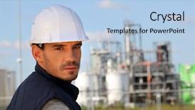  Presentation with foreman - Cool new slide deck with safety ppe - young foreman posing in construction backdrop and a light blue colored foreground