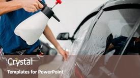  Presentation with spray - Slide set with safety procedures - male hand with spray car background and a violet colored foreground