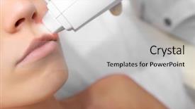  Presentation with laser epilation and cosmetology hair - PPT theme consisting of safety procedures - woman on laser hair removal background and a light gray colored foreground