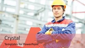  Presentation with metal frames - Amazing PPT theme having safety protective equipment at construction backdrop and a coral colored foreground