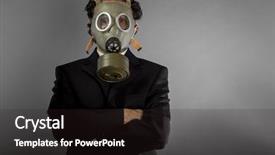  Presentation with radiation pollution - Slide set having radiation pollution - industry businessman with gas mask background and a dark gray colored foreground