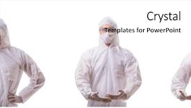  Presentation with radiation - Amazing PPT theme having protection radiation - man in protective suit isolated backdrop and a white colored foreground