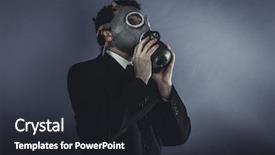  Presentation with radiation pollution - Presentation featuring pollution businessman with gas mask background and a dark gray colored foreground