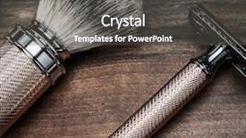  Presentation with razor - Cool new presentation theme with safety razor and shaving brush backdrop and a dark gray colored foreground