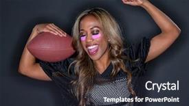  Presentation with elementary school african american female - PPT layouts having helmet and holding a football background and a tawny brown colored foreground