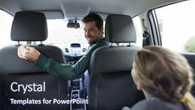  Presentation with teenage girl - Slide deck having clothing drive - happy teenage girl sitting background and a tawny brown colored foreground