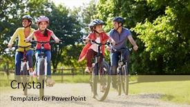  Presentation with cycle safety - Beautiful theme featuring safety riding - hispanic family on cycle ride backdrop and a yellow colored foreground