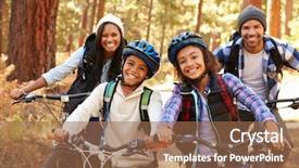  Presentation with cycling - Colorful slide deck enhanced with safety riding - portrait of family cycling backdrop and a coral colored foreground