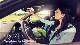  Presentation with safety transport - PPT theme consisting of safety road trip and people background and a wine colored foreground