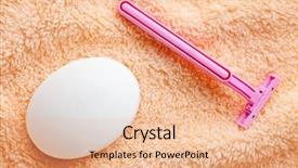  Presentation with lady - PPT layouts featuring safety shower - pink lady shaver on orange background and a  colored foreground