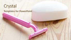  Presentation with sports table tennis two ping - Amazing PPT layouts having safety shower - pink lady shaver on table backdrop and a  colored foreground