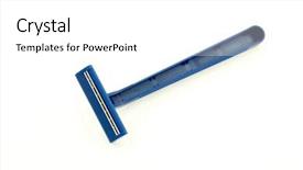  Presentation with razor - Slides featuring safety shower - razor on white background background and a white colored foreground