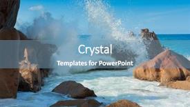  Presentation with rocky - Presentation theme featuring safety shower - rocky beach natural wonder background and a teal colored foreground