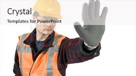  Presentation with ear - Amazing presentation design having safety signals - ear plugs goggles and protective backdrop and a white colored foreground