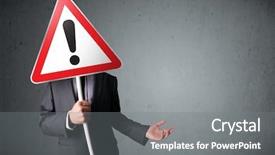  Presentation with triangle - Presentation theme consisting of safety signs - businessman holding a red traffic background and a gray colored foreground