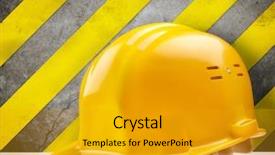  Presentation with under construction - Presentation design featuring safety signs - construction background and a gold colored foreground