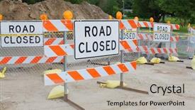  Presentation with road safety - Beautiful presentation design featuring safety signs - road closed sign backdrop and a mint green colored foreground