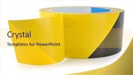 Presentation with tape - Slide deck having safety signs - striped tape background and a gold colored foreground