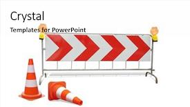  Presentation with red stripe - Colorful presentation theme enhanced with safety signs - two road guards and red backdrop and a white colored foreground