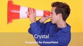  Presentation with worker safety - Presentation theme consisting of safety signs - worker with a traffic cone background and a ocean colored foreground