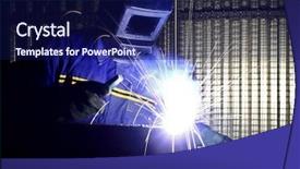  Presentation with safety work - Theme having safety steel construction - fine image of welder background and a navy blue colored foreground