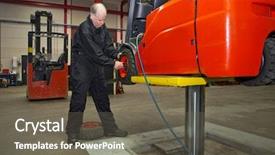  Presentation with forklift - Slide deck having safety tips - mechanic working on a forklift background and a gray colored foreground